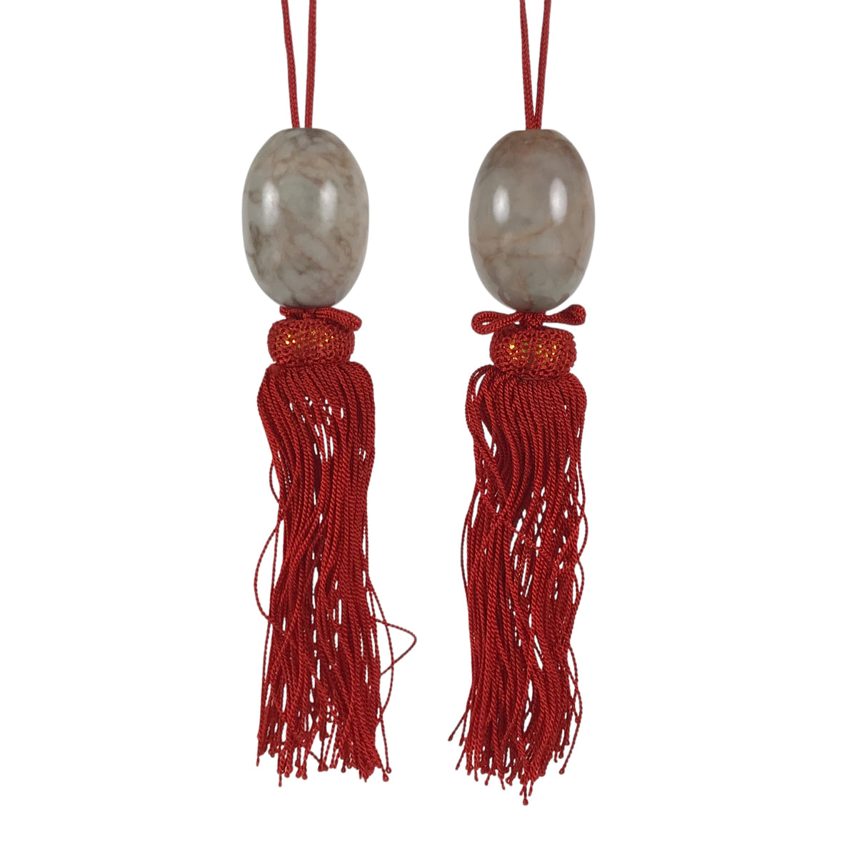 Japanese Marble Stone Hanging Scroll Weights Fuchin Kakejiku Red Tassel FC383-AD - Scroll Accessory-chidorivintage.com