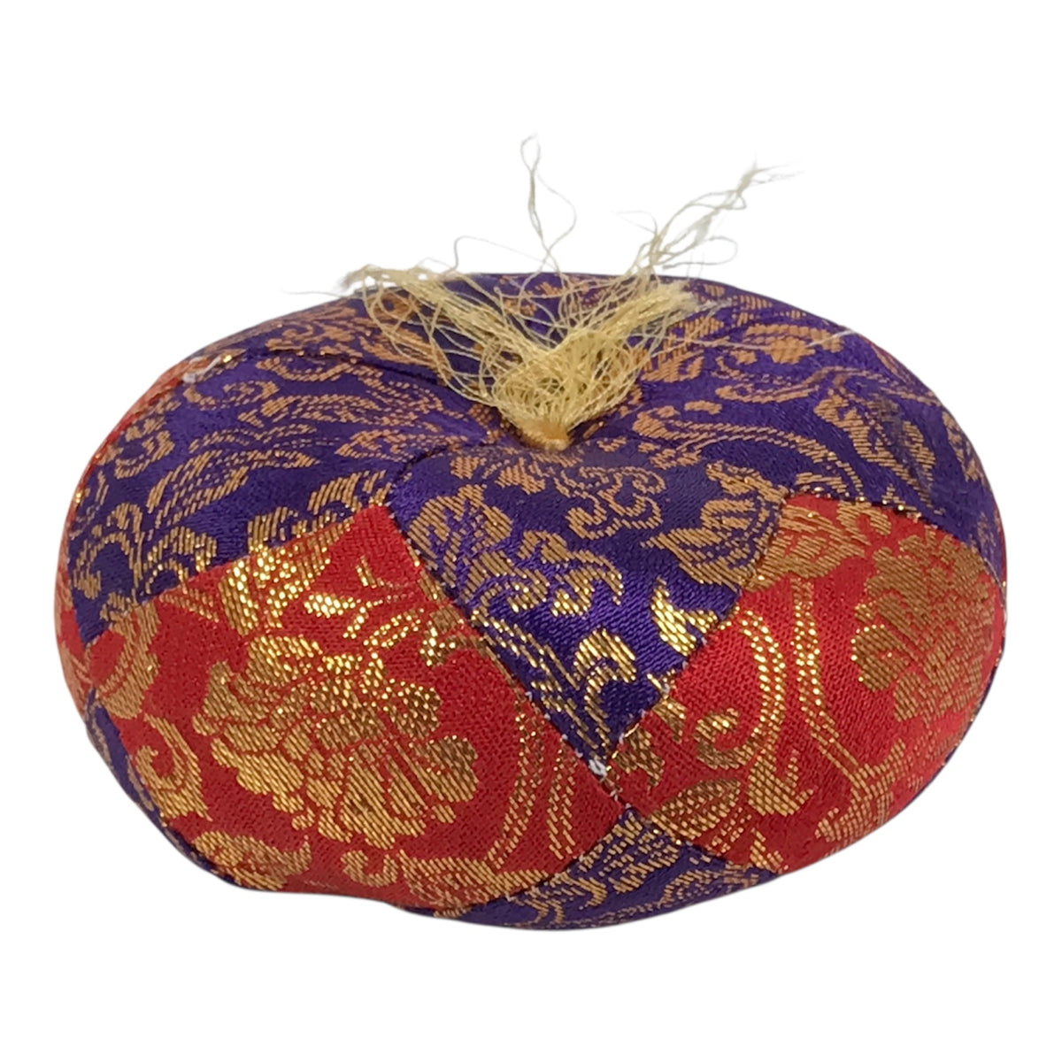 Japanese Buddhist Orin Bell Singing Bowl Fabric Pillow Vtg Purple Red Gold BT15-OT - Buddhist-chidorivintage.com