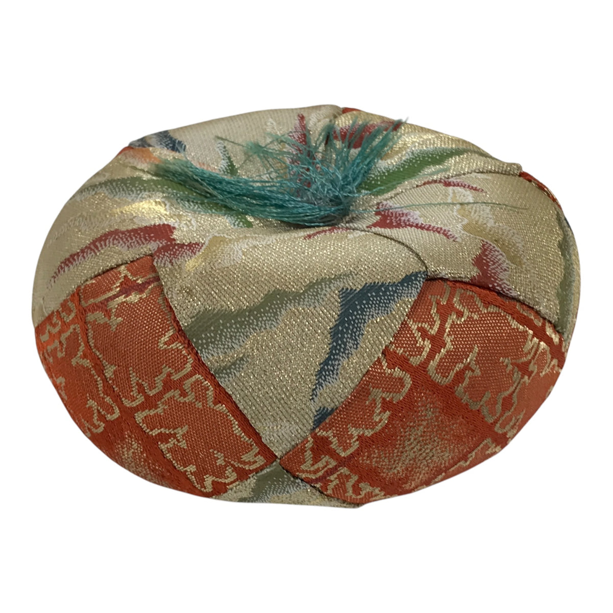Japanese Buddhist Orin Bell Singing Bowl Fabric Pillow Vtg Orange Blue Gold BT18-OT - Buddhist-chidorivintage.com
