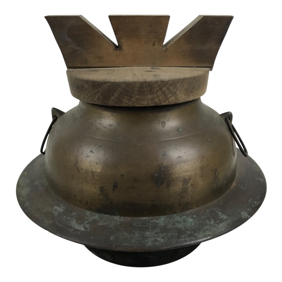 Japanese Metal Kettle Chagama Water Pot Vtg Tea Ceremony Wooden Lid C38-KT - Kettle-chidorivintage.com