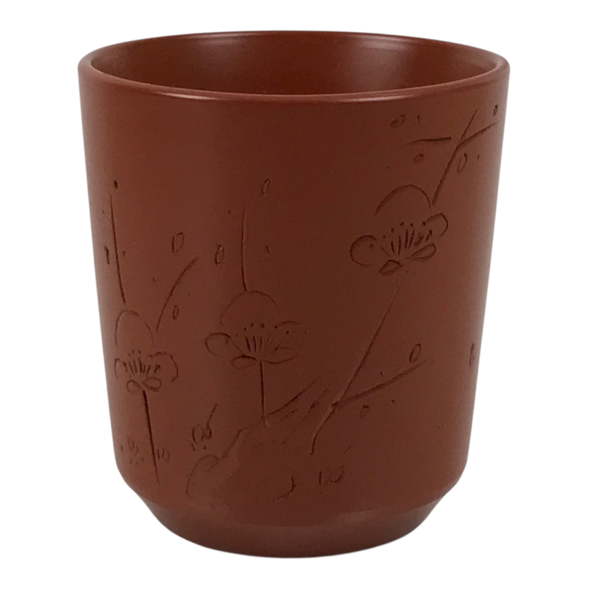 Japanese Tokoname Ware Ceramic Teacup Pottery Yunomi Plum Blossom Brown TC636-KT - Teacup-chidorivintage.com