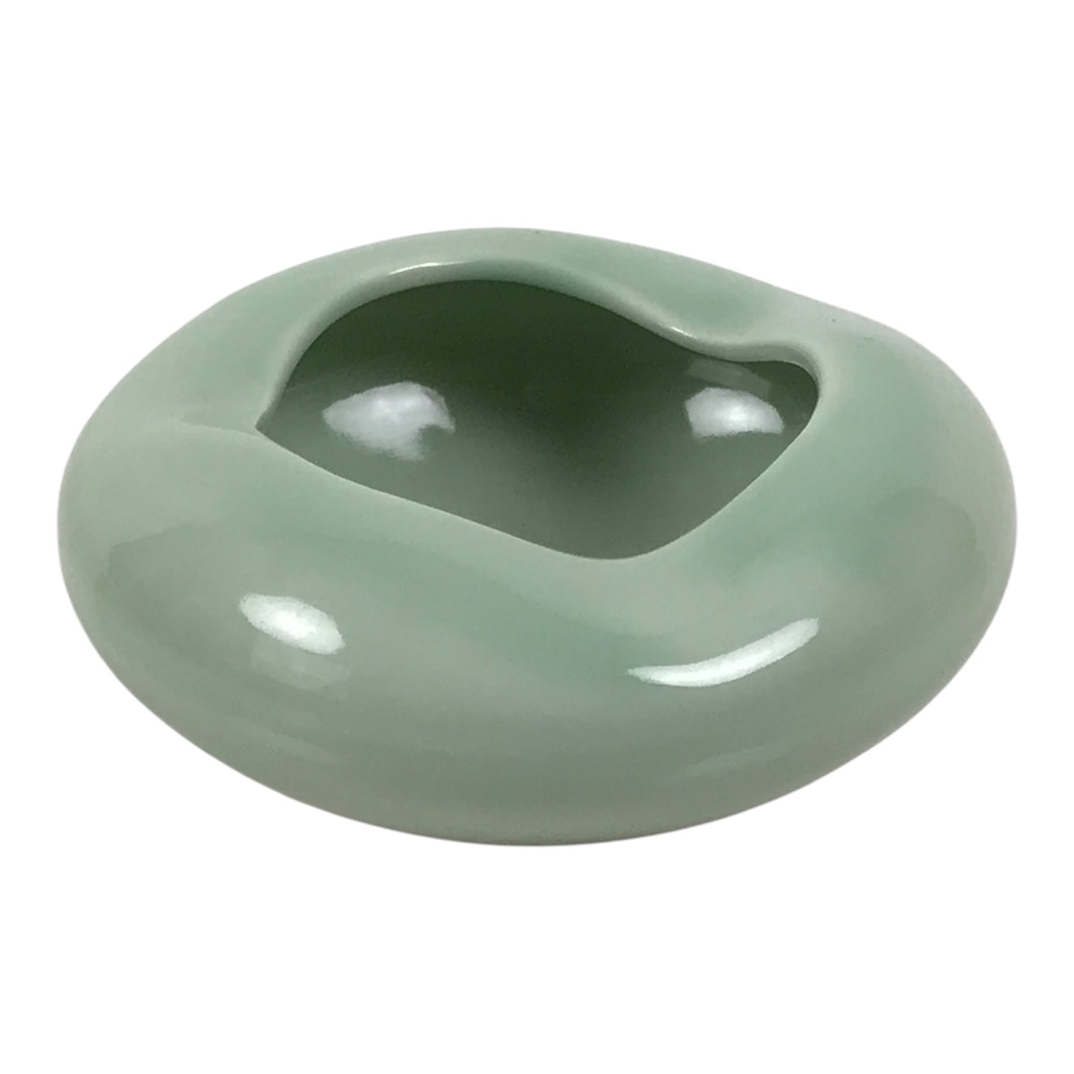 Japanese Porcelain Small Dish Vtg Kobachi Sado Futaoki Celadon Green Glaze Y591-KT - Bowl-chidorivintage.com