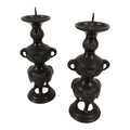 Japanese Buddhist Altar Fitting Bronze Metal Candle Stand Vtg 2pc Shokudai BT24-OT - Buddhist-chidorivintage.com