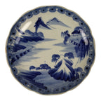 Japanese Porcelain Plate Kozara Blue White Sometsuke Mountain Village Scene Y602-KT - Plate-chidorivintage.com