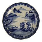 Japanese Porcelain Plate Kozara Blue White Sometsuke Mountain Village Scene Y603-KT - Plate-chidorivintage.com