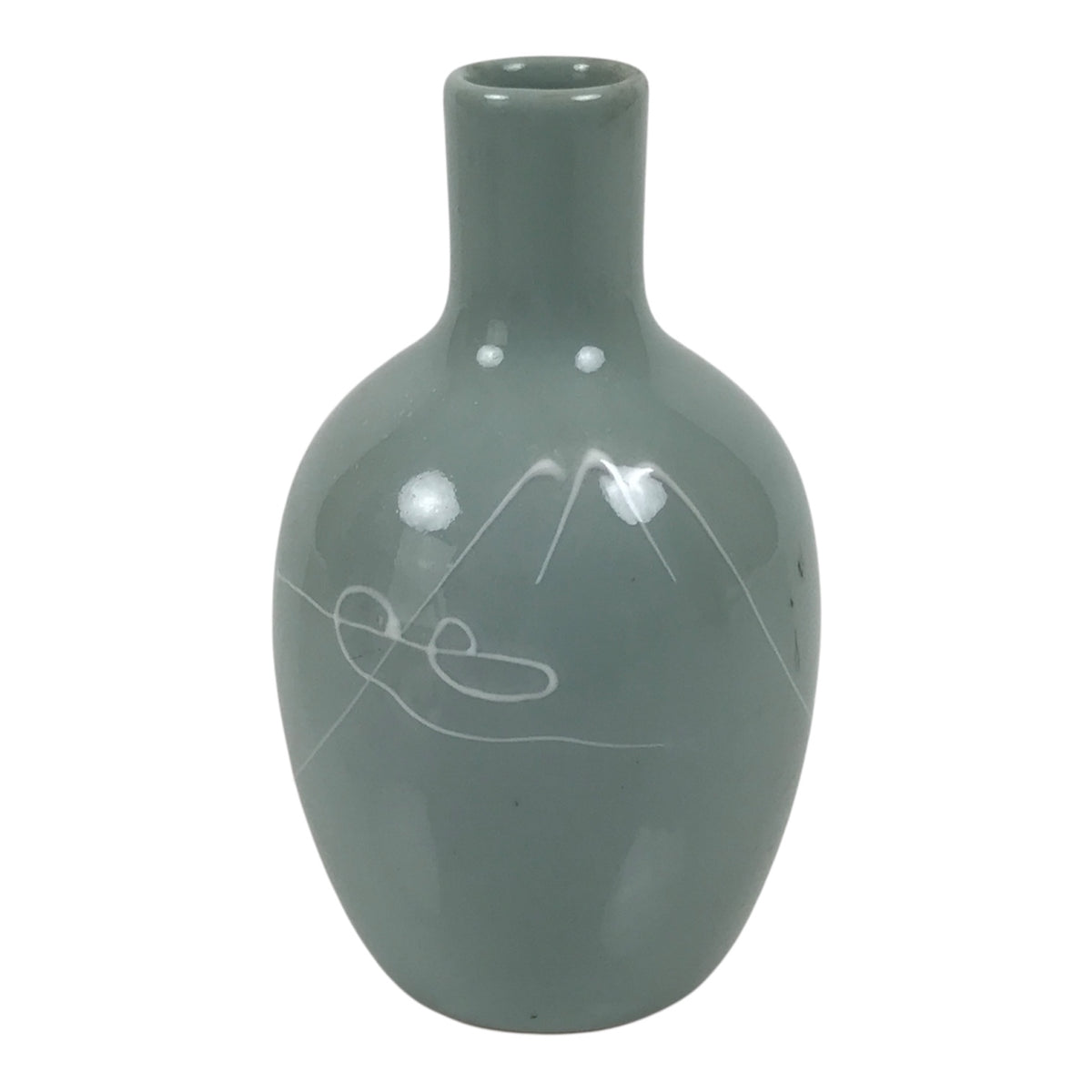 Japanese Porcelain Sake Bottle Tokkuri Celadon Green Kikumasamune Mt.Fuji TS933-KT - Sake Bottle-chidorivintage.com
