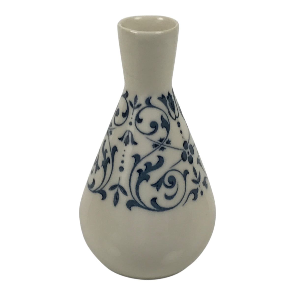 Japanese Porcelain Sake Bottle Tokkuri Vtg Tachikichi White Blue Arabesque TS934-KT - Sake Bottle-chidorivintage.com