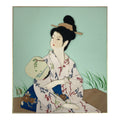 Japanese Shikishi Art Board Oshie Silk Fabric Summer Kimono Woman Uchiwa A827-AD - Painting-chidorivintage.com