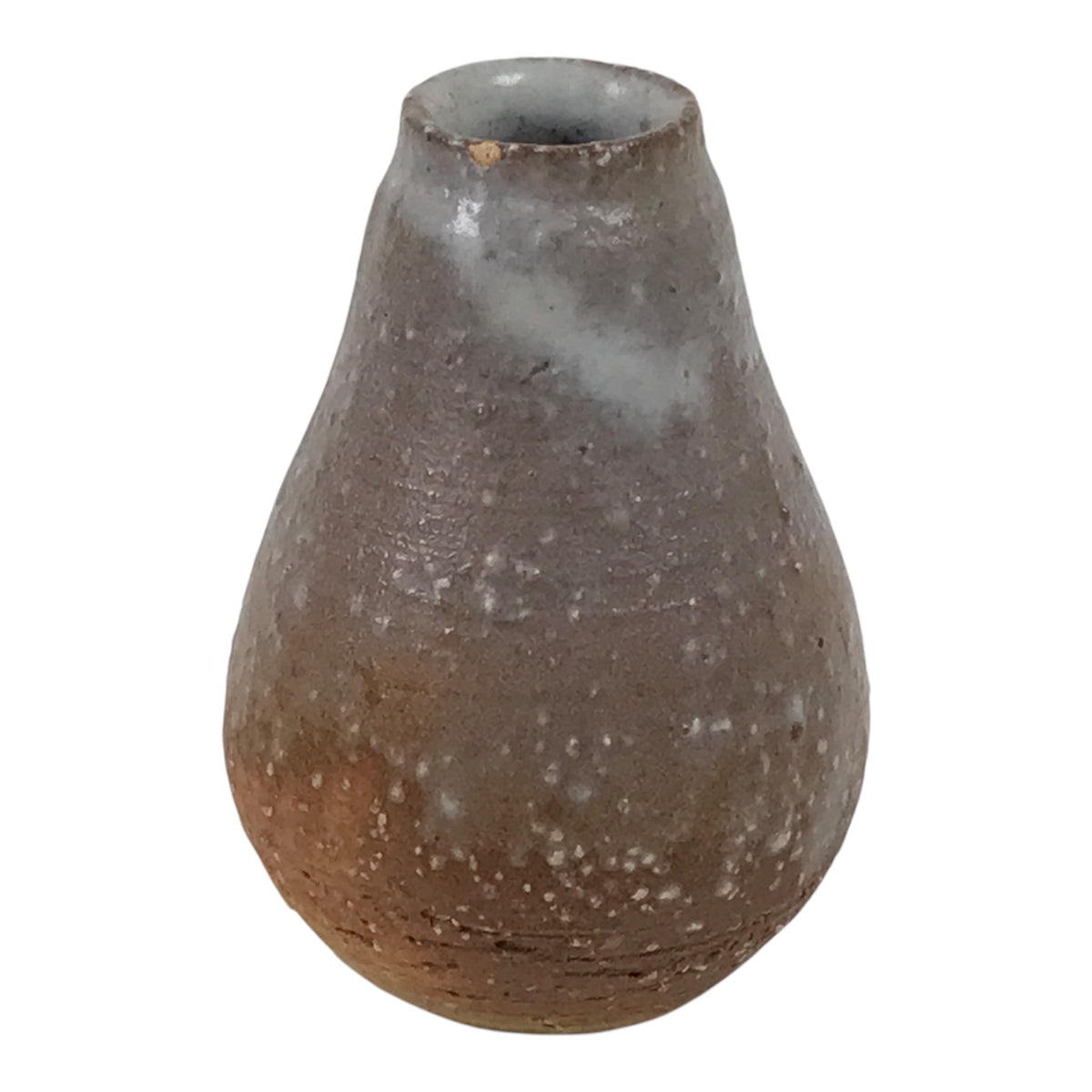 Japanese Ceramic Single Flower Vase Small Kabin Vtg Round Brown White MFV108-KT - Vase-chidorivintage.com