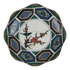 Japanese Kutani Porcelain Small Plate Kozara Bird Plum Blossoms Blue Green Y605-KT - Plate-chidorivintage.com