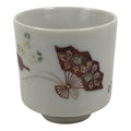 Japanese Kutani Ware Porcelain Yunomi Teacup Sencha Folding Fan White Red TC647-KT - Teacup-chidorivintage.com