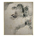 Japanese Shikishi Art Board Vtg Painting Suzume Sparrow Bird Winter Bamboo A834-AD - Painting-chidorivintage.com