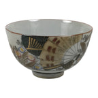 Japanese Kutani Ware Porcelain Yunomi Teacup Vtg Sencha Folding Fan Gold TC648-KT - Teacup-chidorivintage.com