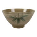 Japanese Ceramic Rice Bowl Chawan Vtg Bamboo Leaf Beige Crackle Pottery Y619-KT - Bowl-chidorivintage.com