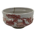 Japanese Ceramic Green Tea Bowl Matcha Chawan Vtg Pottery Kanji Gray Red CHB176-KT - Bowl-chidorivintage.com