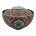 Antique Japanese Porcelain Lidded Bowl Owan Red Gold Green Blue Peacock Y622-KT - Bowl-chidorivintage.com