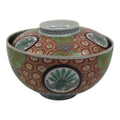Antique Japanese Porcelain Lidded Bowl Owan Red Gold Green Blue Peacock Y623-KT - Bowl-chidorivintage.com