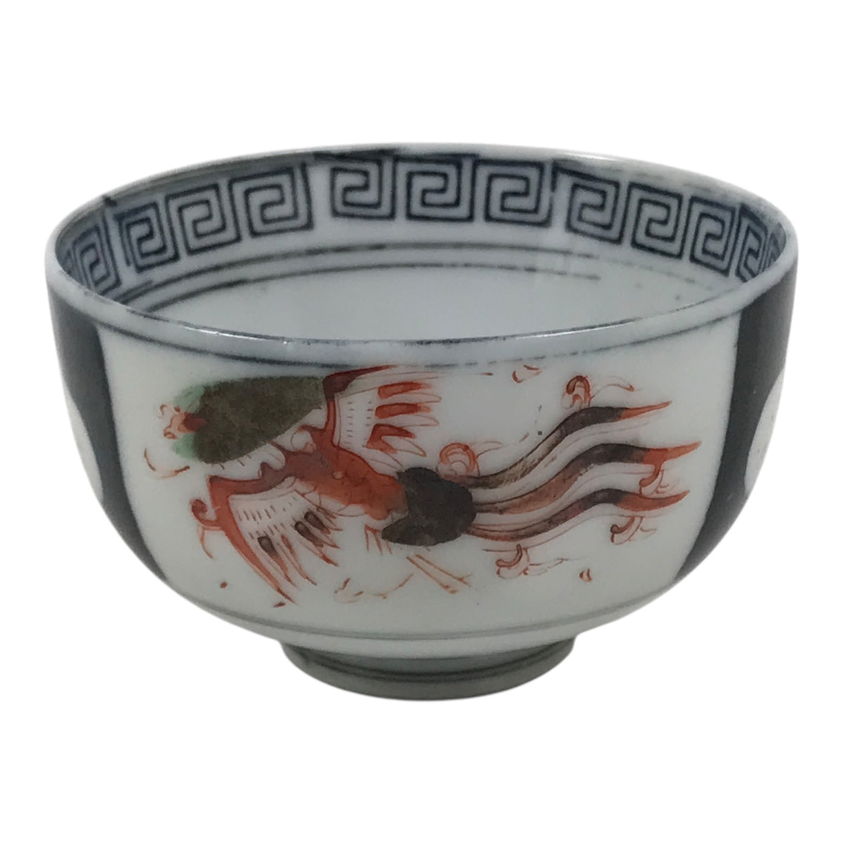 Japanese Porcelain Yunomi Teacup Vtg Sencha Ho-oh Bird Plum White Blue TC650-KT - Teacup-chidorivintage.com