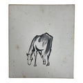 Japanese Shikishi Art Board Vtg Painting Zodiac Grazing White Horse Uma A841-AD - Painting-chidorivintage.com