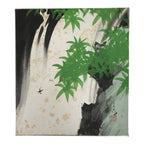Japanese Shikishi Art Board Vtg Painting Waterfall Scene Taki Bamboo Leaves A843-AD - Painting-chidorivintage.com