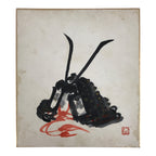 Japanese Shikishi Art Board Painting Vtg Kabuto Samurai Helmet Boys' Day A844-AD - Painting-chidorivintage.com