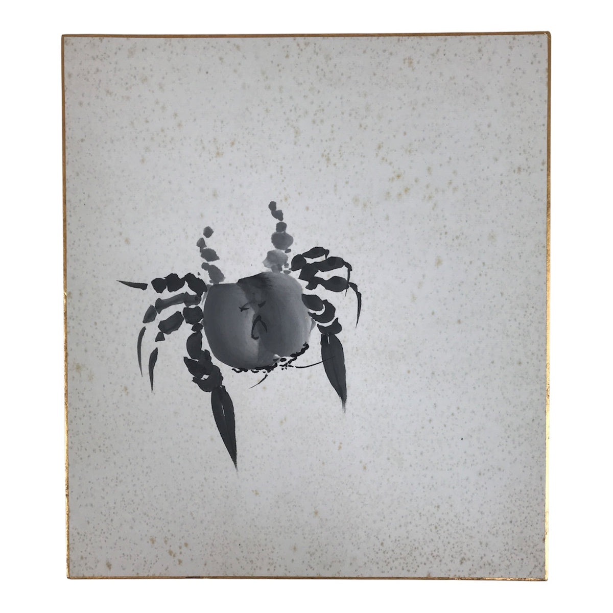 Japanese Shikishi Art Board Vtg Painting Classic Black White Crab Kani A845-AD - Painting-chidorivintage.com