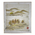 Japanese Shikishi Art Board Vtg Painting Autumn Mountain Valley River Scene A848-AD - Painting-chidorivintage.com