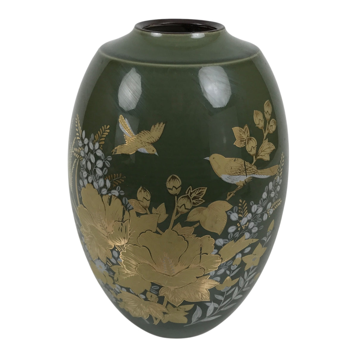 Japanese Kutani ware Porcelain Flower Vase Vtg Ikebana Kabin Floral Green FK272-KT - Vase-chidorivintage.com