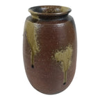Japanese Ceramic Flower Vase Vtg Ikebana Kabin Brown Ash Glaze Pottery FK273-KT - Vase-chidorivintage.com