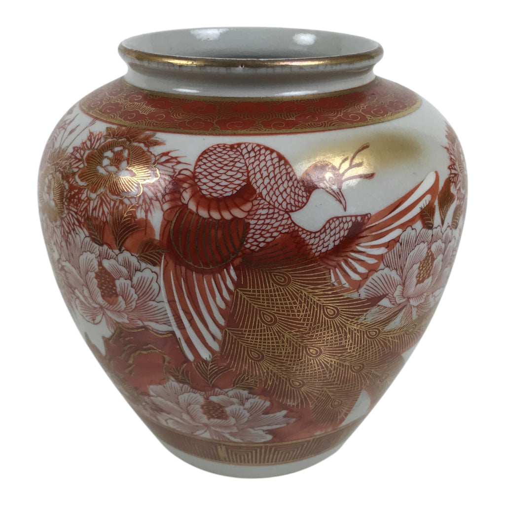 Japanese Kutani ware Porcelain Flower Vase Ikebana Kabin Floral Bird Red FK274-KT - Vase-chidorivintage.com