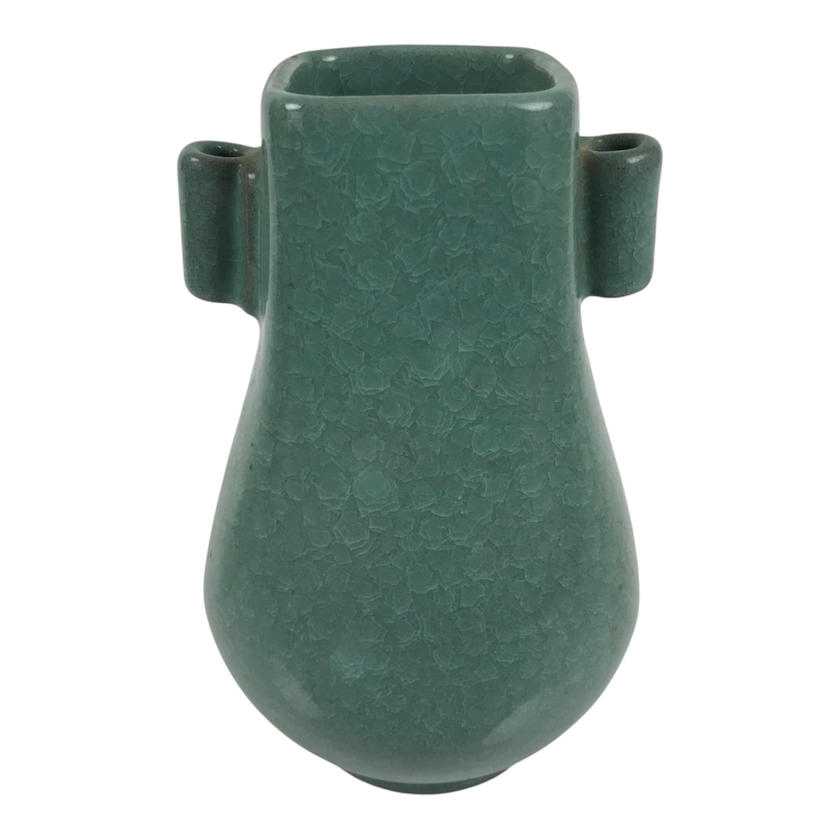 Japanese Ceramic Flower Vase Vtg Ikebana Kabin Green Celadon Crackle Glaze FK275-KT - Vase-chidorivintage.com