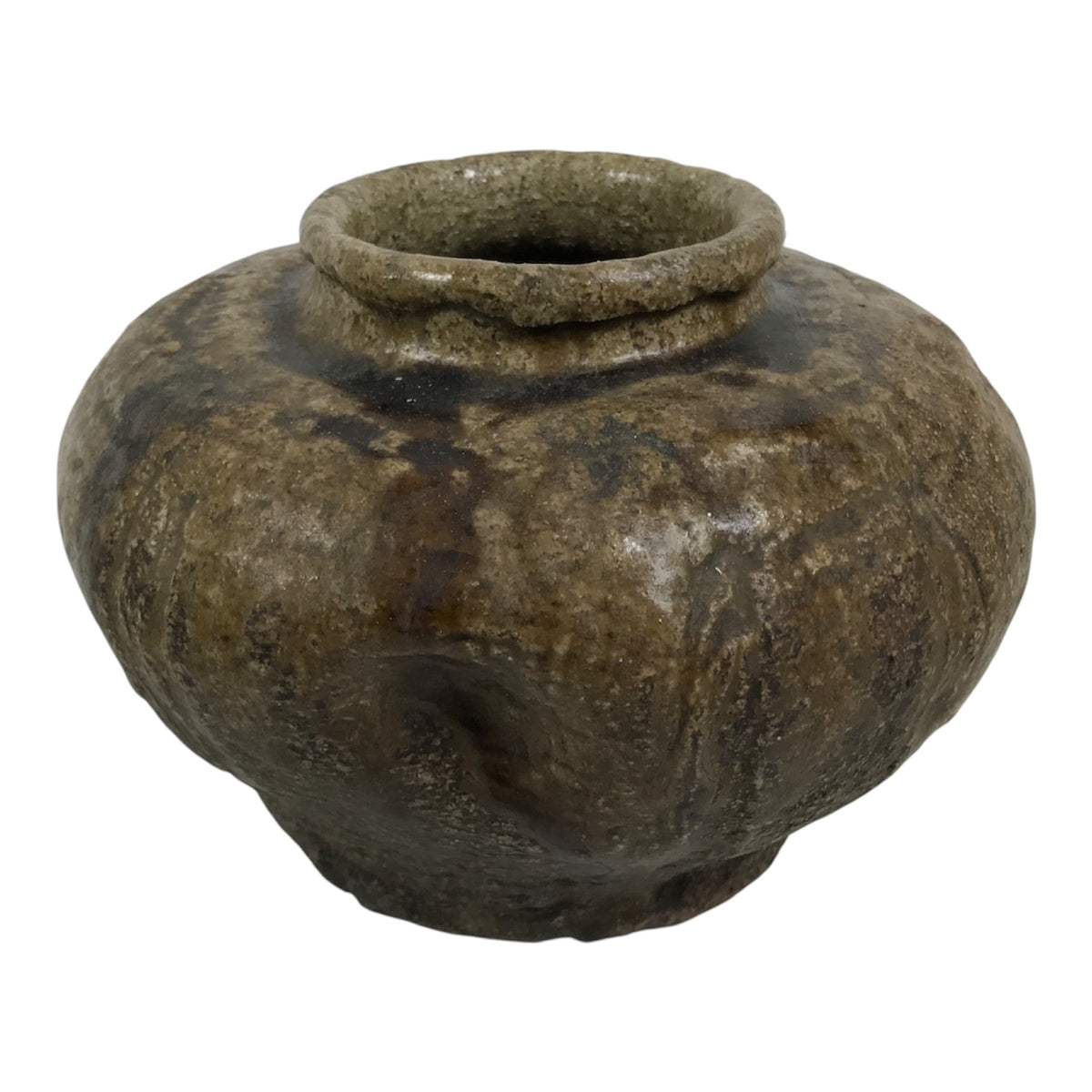 Japanese Ceramic Flower Vase Vtg Ikebana Kabin Handcraft Pot Brown FK276-KT - Vase-chidorivintage.com