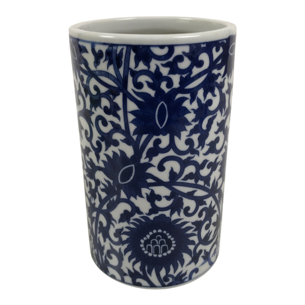 Japanese Porcelain Flower Vase Vtg Ikebana Kabin Blue White Floral Vine FK278-KT - Vase-chidorivintage.com