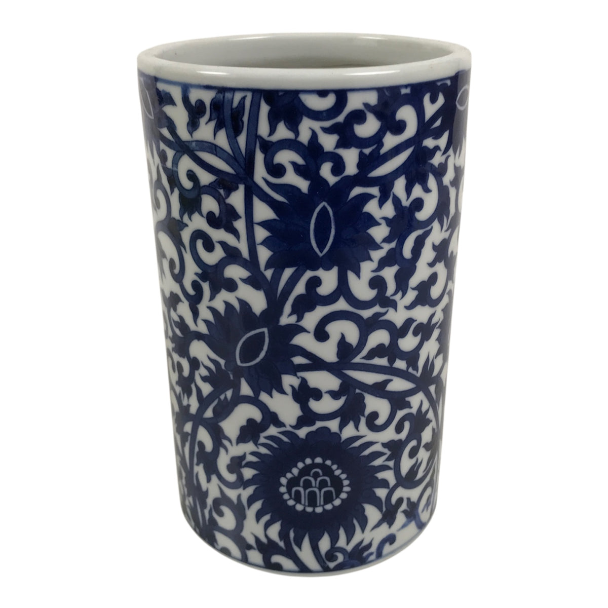 Japanese Porcelain Flower Vase Vtg Ikebana Kabin Blue White Floral Vine FK278-KT - Vase-chidorivintage.com