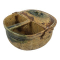 Japanese Oribe Ceramic Snack Bowl Lidded Kashiki Compartments Pottery Brown Y632-KT - Bowl-chidorivintage.com