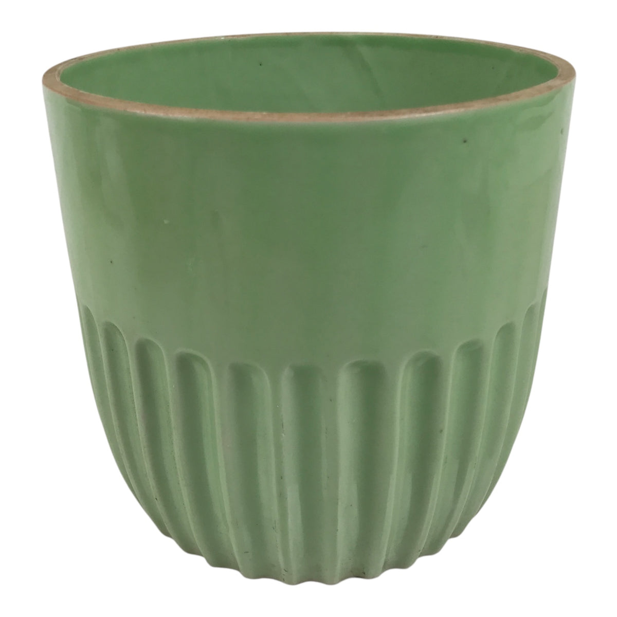 Japanese Celadon Porcelain Jar Vtg Seiji Pot Kame Groove Pale Green Y633-KT - Tea Ceremony-chidorivintage.com