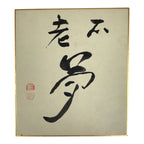 Japanese Shikishi Art Board Vtg Calligraphy Shodo Kanji Sumi Black Beige A878-AD - Painting-chidorivintage.com