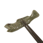 Japanese Ceramic Chopstick Rest Hashioki Vtg Utensil Holder Green Fish CR276-KT - Chopstick Holder-chidorivintage.com