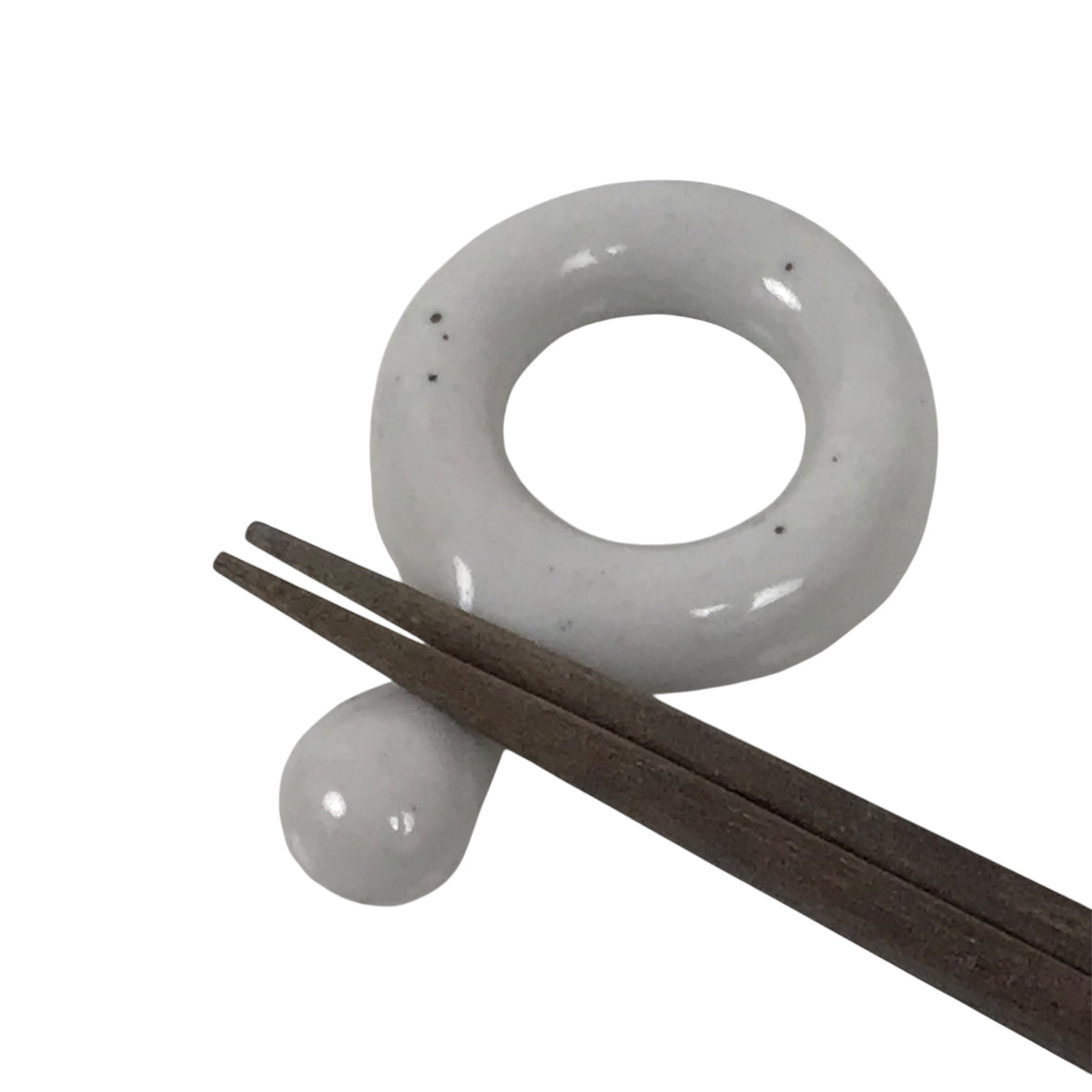 Japanese Porcelain Chopstick Rest Hashioki Vtg Utensil Holder Round White CR280-KT - Chopstick Holder-chidorivintage.com