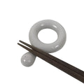 Japanese Porcelain Chopstick Rest Hashioki Vtg Utensil Holder Round White CR281-KT - Chopstick Holder-chidorivintage.com