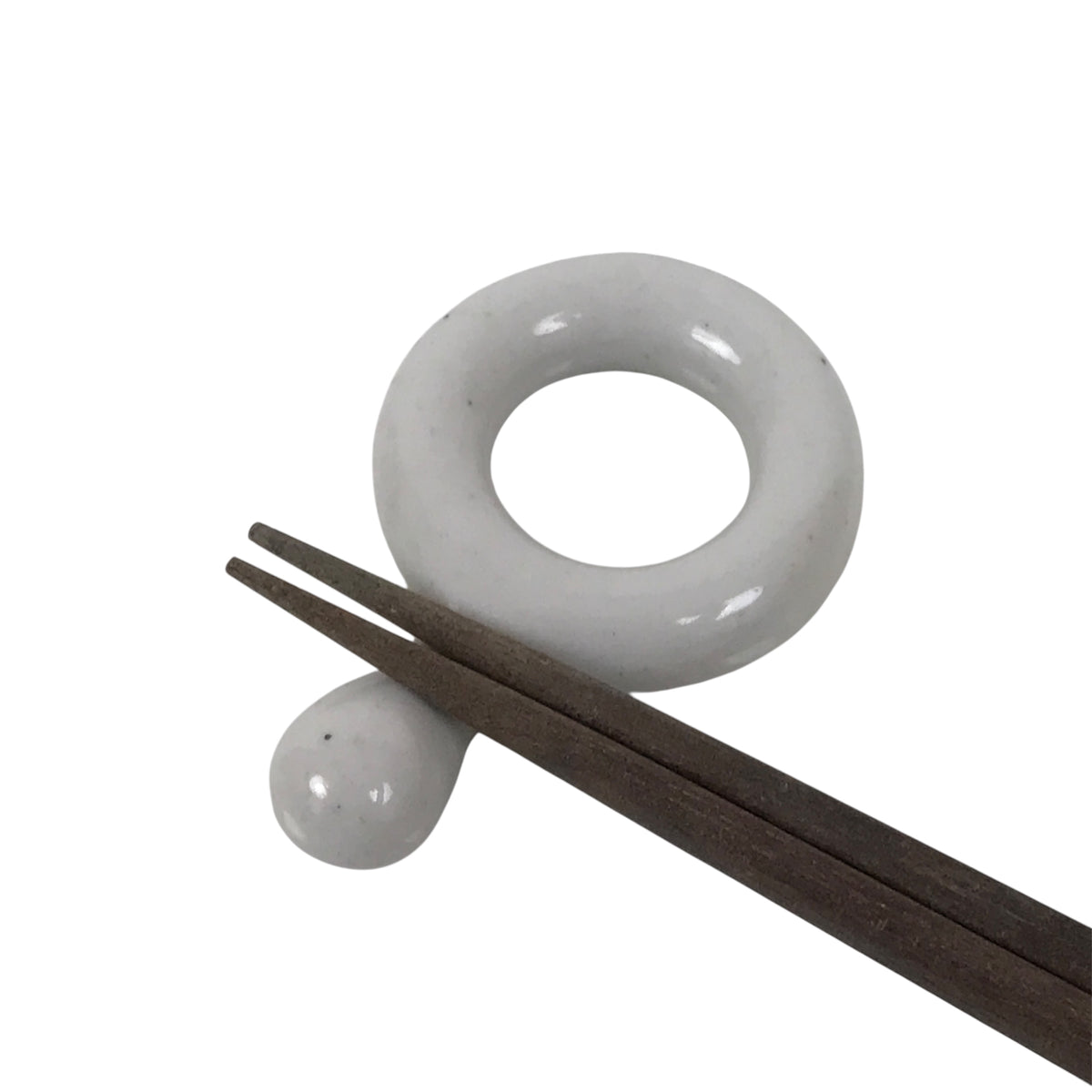 Japanese Porcelain Chopstick Rest Hashioki Vtg Utensil Holder Round White CR281-KT - Chopstick Holder-chidorivintage.com