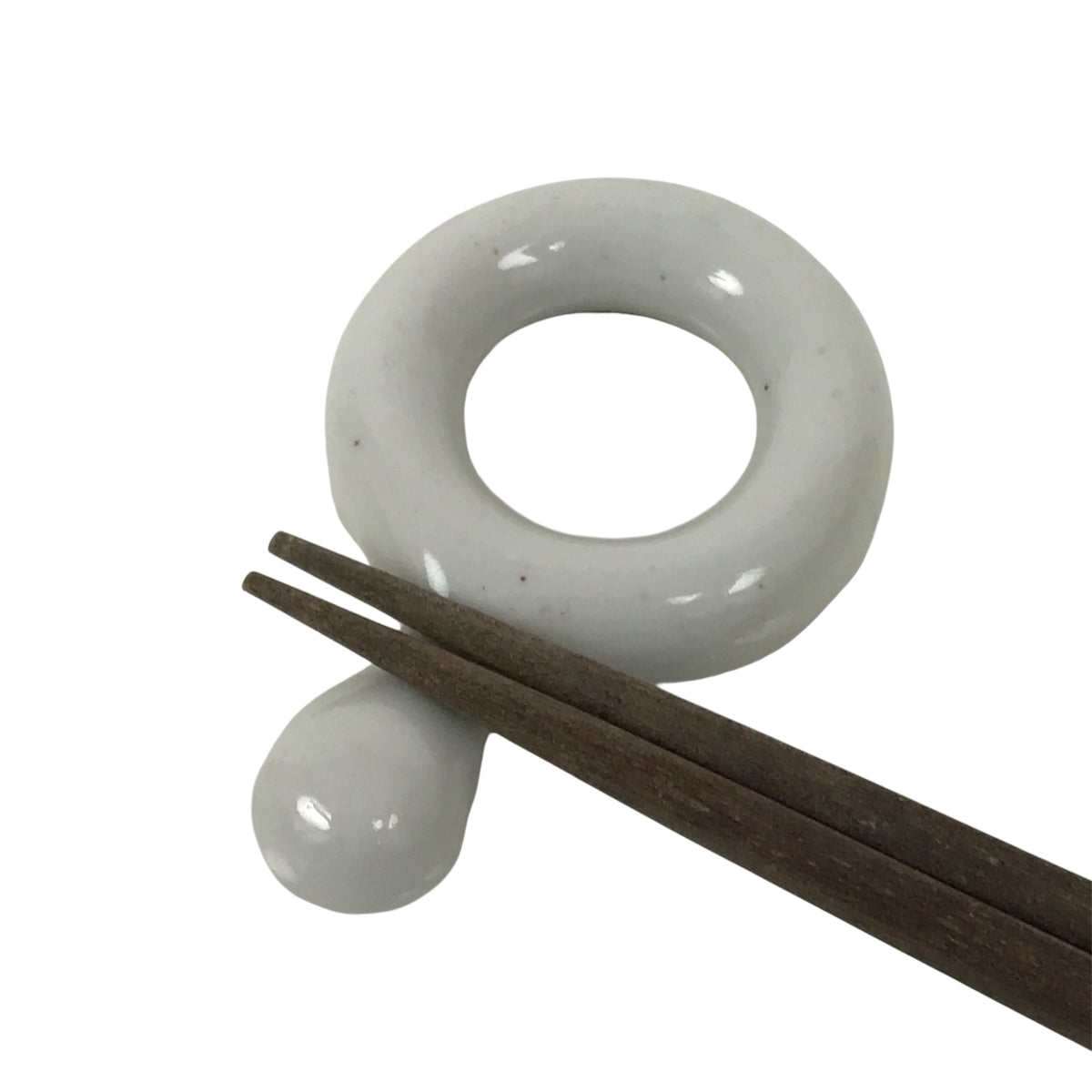 Japanese Porcelain Chopstick Rest Hashioki Vtg Utensil Holder Round White CR282-KT - Chopstick Holder-chidorivintage.com