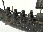 South East Asian Carved Wooden Boat Figure Vtg Ship Canoe Decoration Black BD925