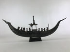 South East Asian Carved Wooden Boat Figure Vtg Ship Canoe Decoration Black BD925