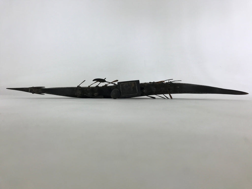 South East Asian Carved Wooden Boat Figure Vtg Ship Canoe Decoration Black BD925