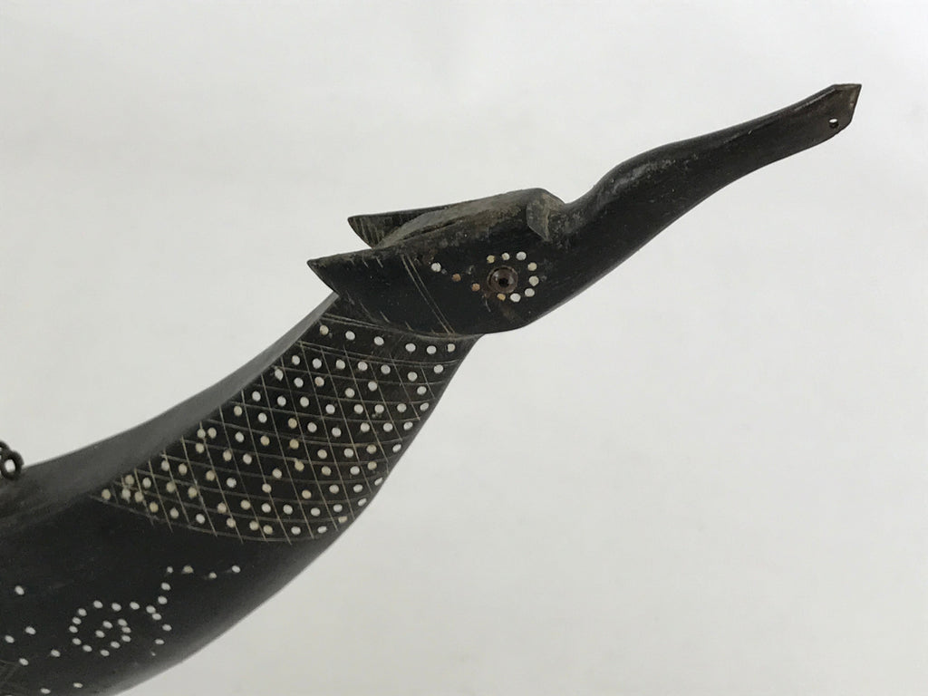 South East Asian Carved Wooden Boat Figure Vtg Ship Canoe Decoration Black BD925