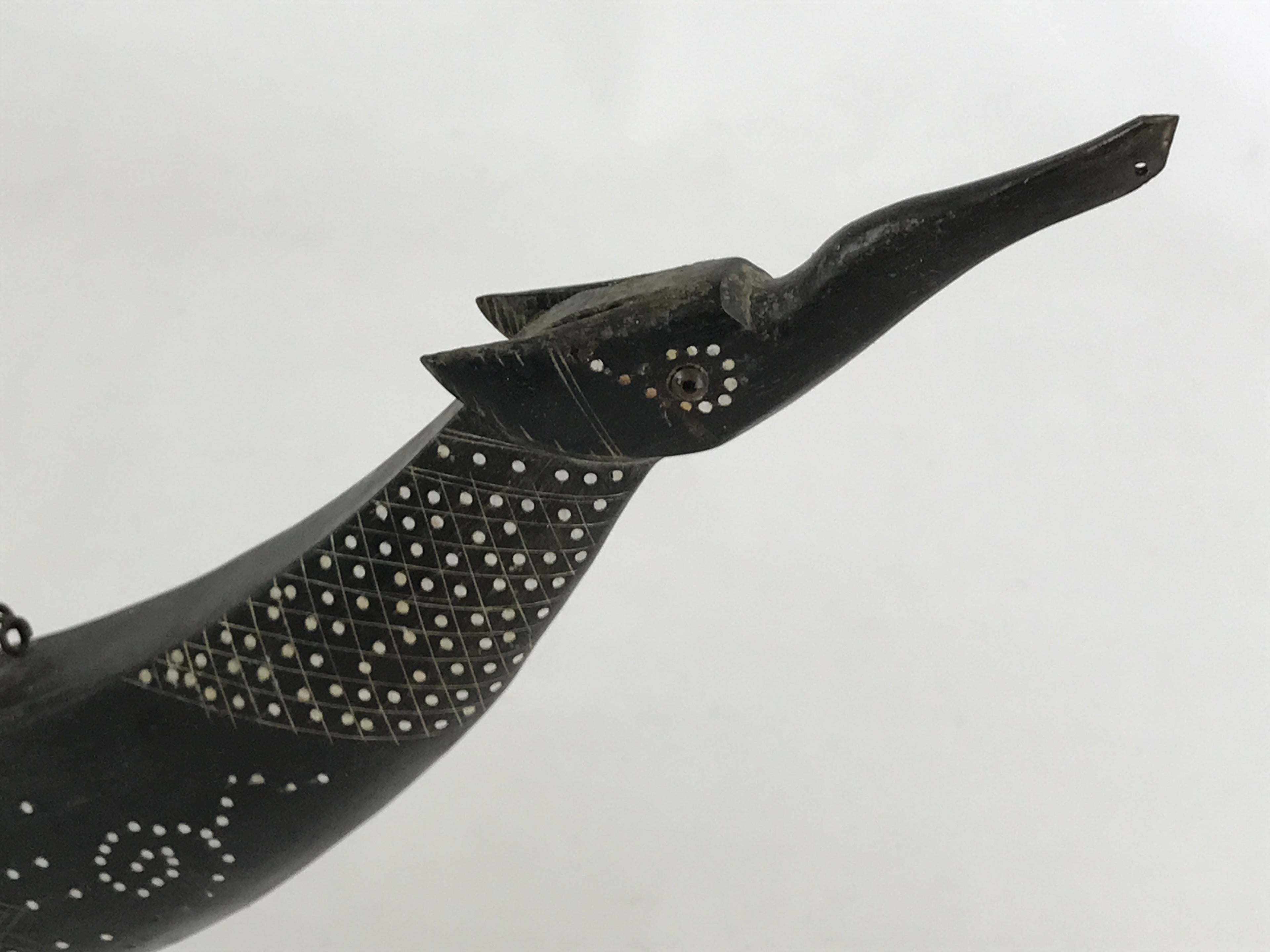 South East Asian Carved Wooden Boat Figure Vtg Ship Canoe Decoration Black BD925