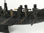 South East Asian Carved Wooden Boat Figure Vtg Ship Canoe Decoration Black BD925