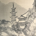 Taiwanese Hanging Scroll Vtg Kakejiku Cho Bunkan Sansui Mountain River KJ55