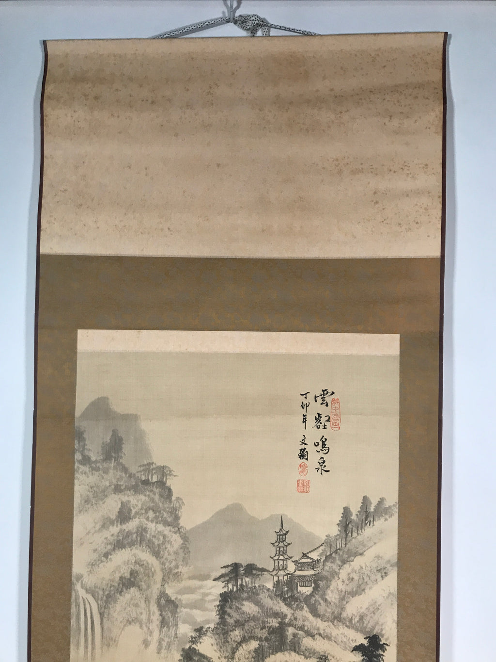 Taiwanese Hanging Scroll Vtg Kakejiku Cho Bunkan Sansui Mountain River KJ55